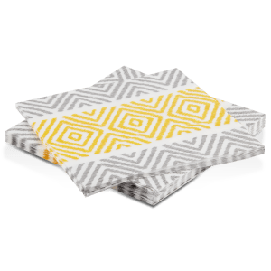 Set of 20 Yellow Diamond Paper Napkins