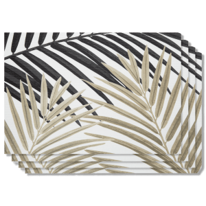 Two-Tone Tropical Leaves PVC Placemat Set of 4