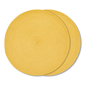 Set of 2 Woven Round Yellow Placemats