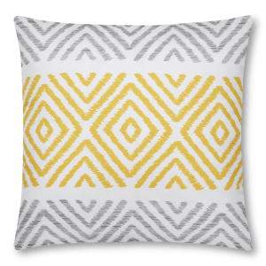 Yellow/Grey Diamond-Printed Cushion 18" x 18"