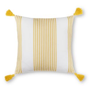 Yellow Stripes & Tassels Decorative Pillow 18" x 18"