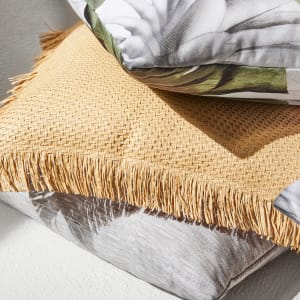 Natural Woven & Fringe Decorative Pillow 18" x 18"
