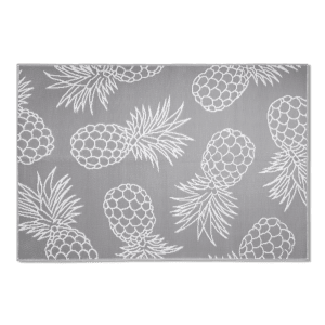 Grey Outdoor Rug with White Pineapples