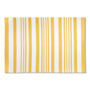 Yellow/White Striped Outdoor Rug