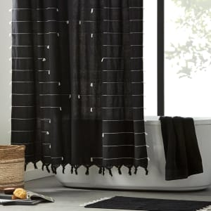 Agota Black Cotton Shower Curtain 72"x72"