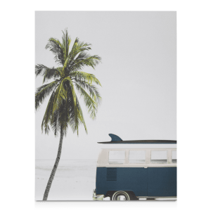 Navy Van on the Beach Printed Canvas