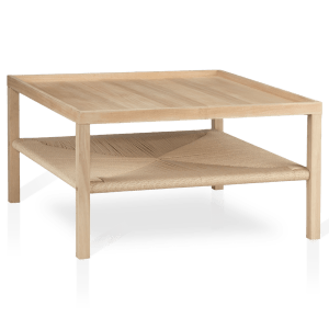 Table basse en bois naturel et corde tissée