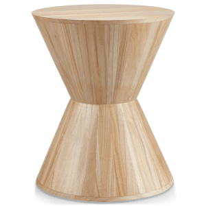 Natural Wood Hourglass Side Table