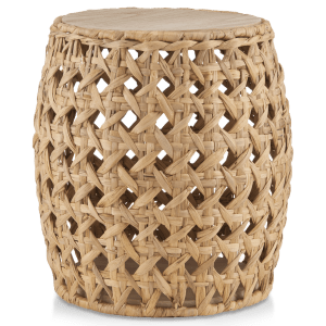 Woven Side Table with Wooden Top