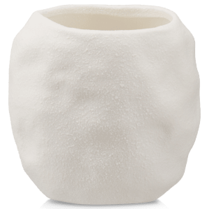 Candle in White Textured Ceramic Pot