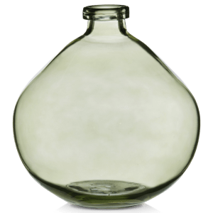 Vase arrondi en verre vert