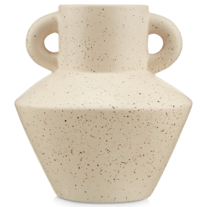 Vase angulaire en céramique blanche avec poignées