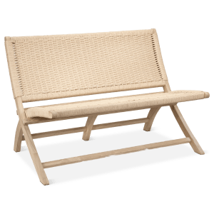 Natural Wood & Woven Rope Folding Bench