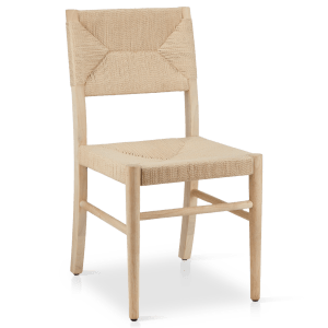 Chaise de salle à manger en bois naturel et corde tissée