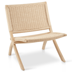 Chaise pliable en bois et tissage fibres naturelles
