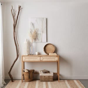 Natural Wood and Rope Drawers Console Table
