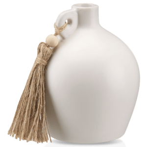 Vase naturel en céramique avec perle en bois et gland