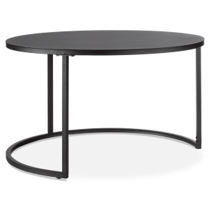 Table basse gigogne - métal noir et bois naturel