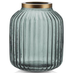 Vase de table en verre sauge et accent doré