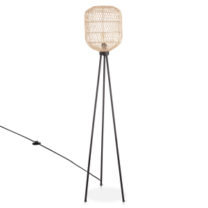 Rattan Shade Tripod Floor Lamp