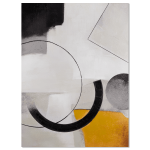 Partially- Embellished Abstract Black and Yellow Canvas