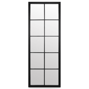 Black Driftwood Windowpane Mirror