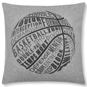 Basketball Word Cloud Grey Throw Pillow 18" x 18"