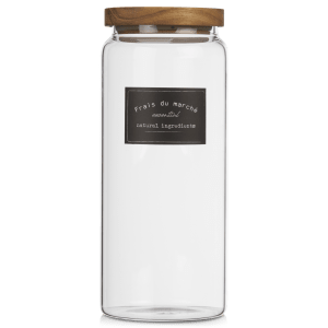 Tall Glass Jar with Wooden Lid