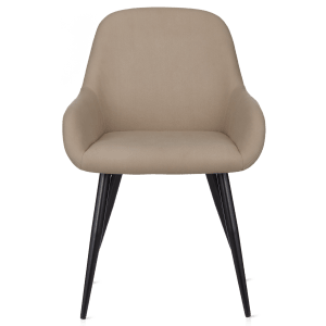 Taupe Faux Leather and Black Metal Dining Chair