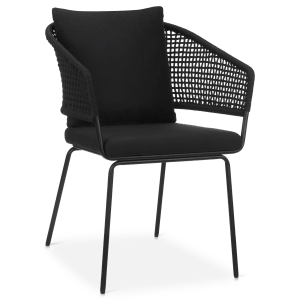 Chaise en tissu noir et métal tressé