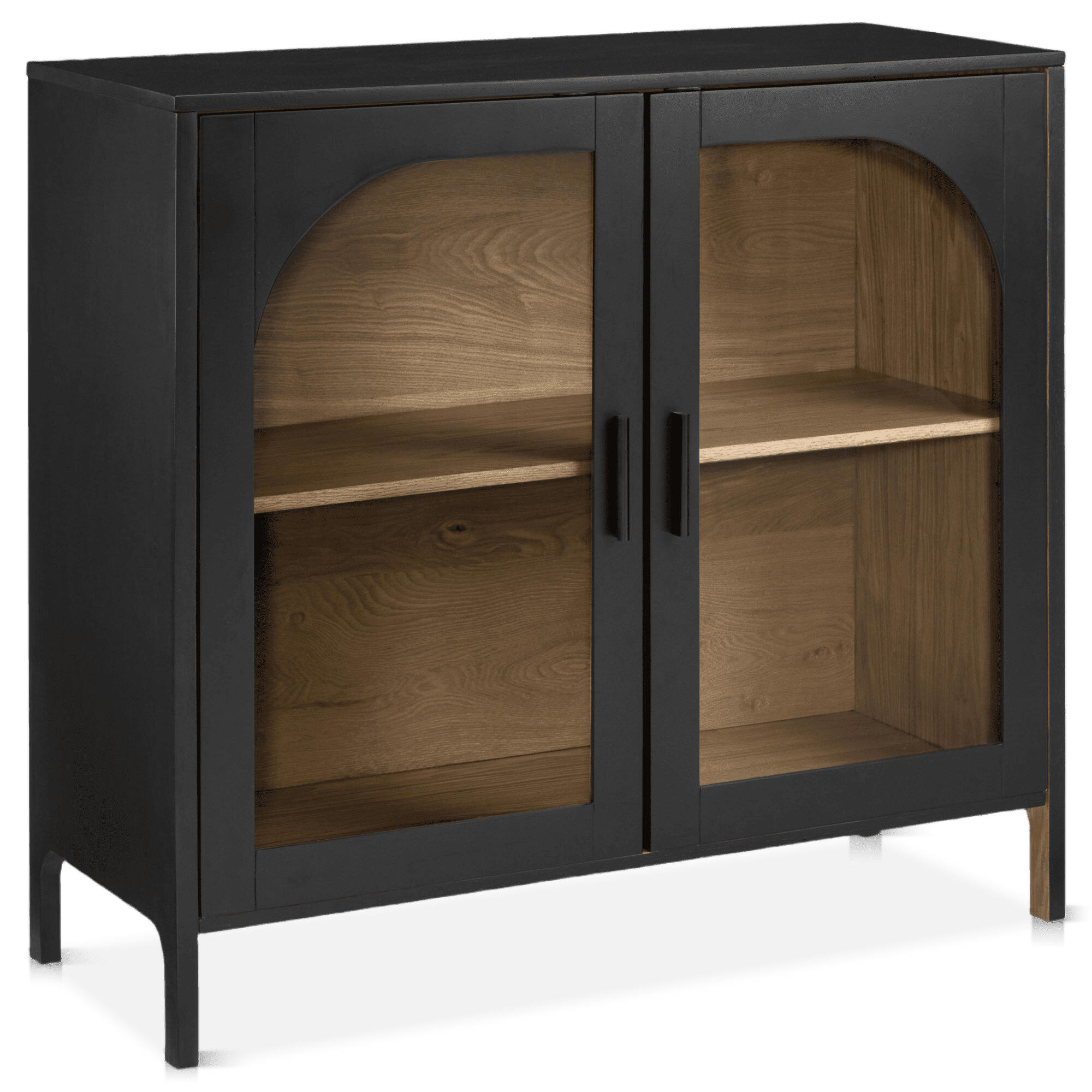 Buffet en bois noir avec portes en verre