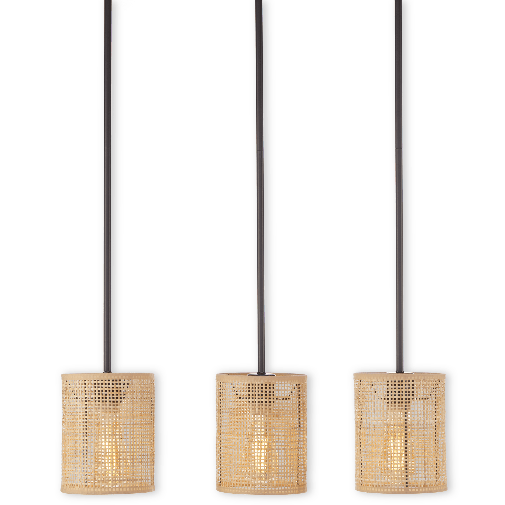 Lampe suspendue en métal et en rotin à 3 ampoules