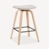 Fabric and Natural Wood Backless Stool