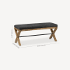 Textured Faux Leather Bench With Wood Base