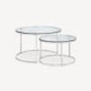 Set of 2 Tempered Glass Coffee Tables with Metal Legs