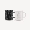 Set of 2 Mugs with Flowers and Writing