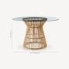 Round Glass and Rattan Dining Table