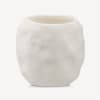 Candle in White Textured Ceramic Pot