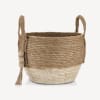 Two-Tone Woven Basket with Bead Details - Small