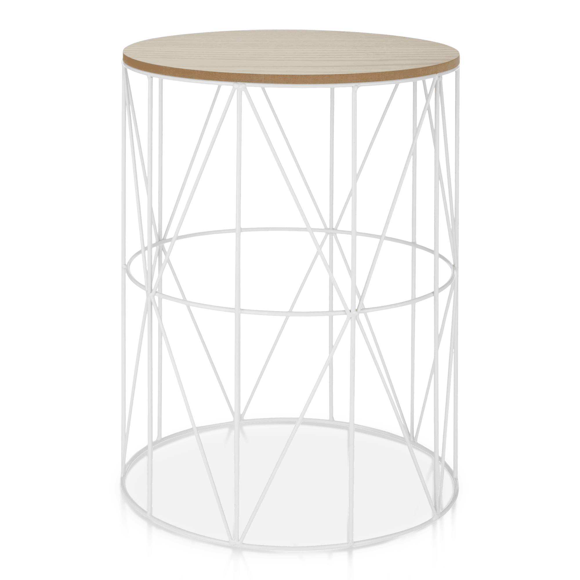 Metal Wire and Wood Side Table