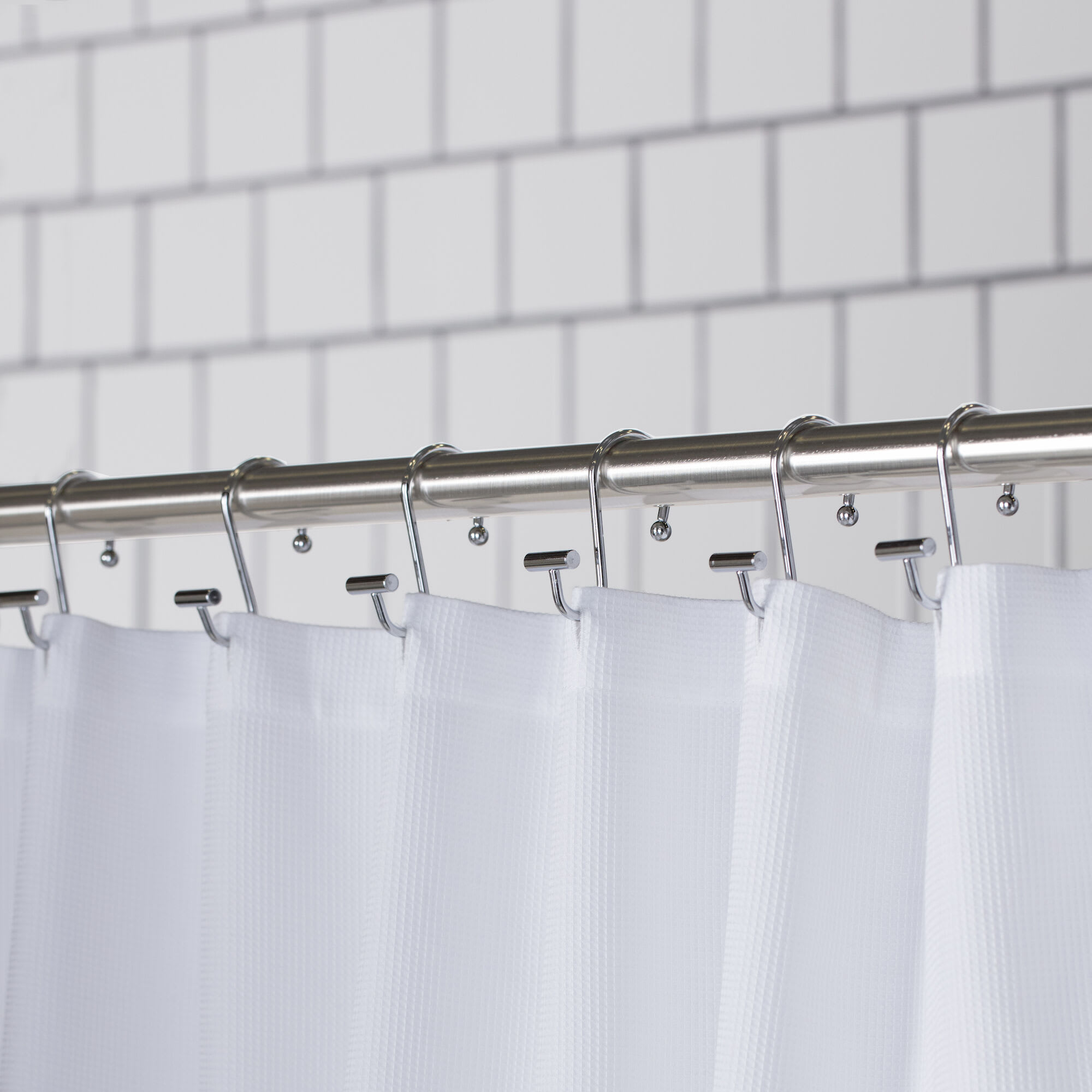 Set of 12 Chrome Shower Curtain Hooks