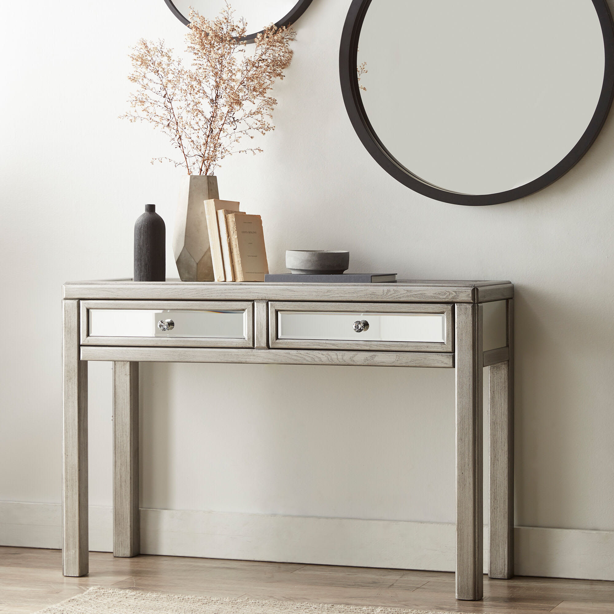 Mirror and Wood Console