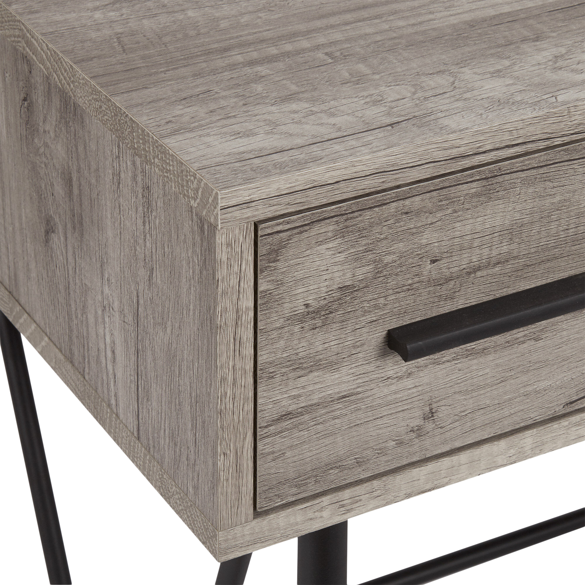 Veneer & Metal 3-Drawer Desk