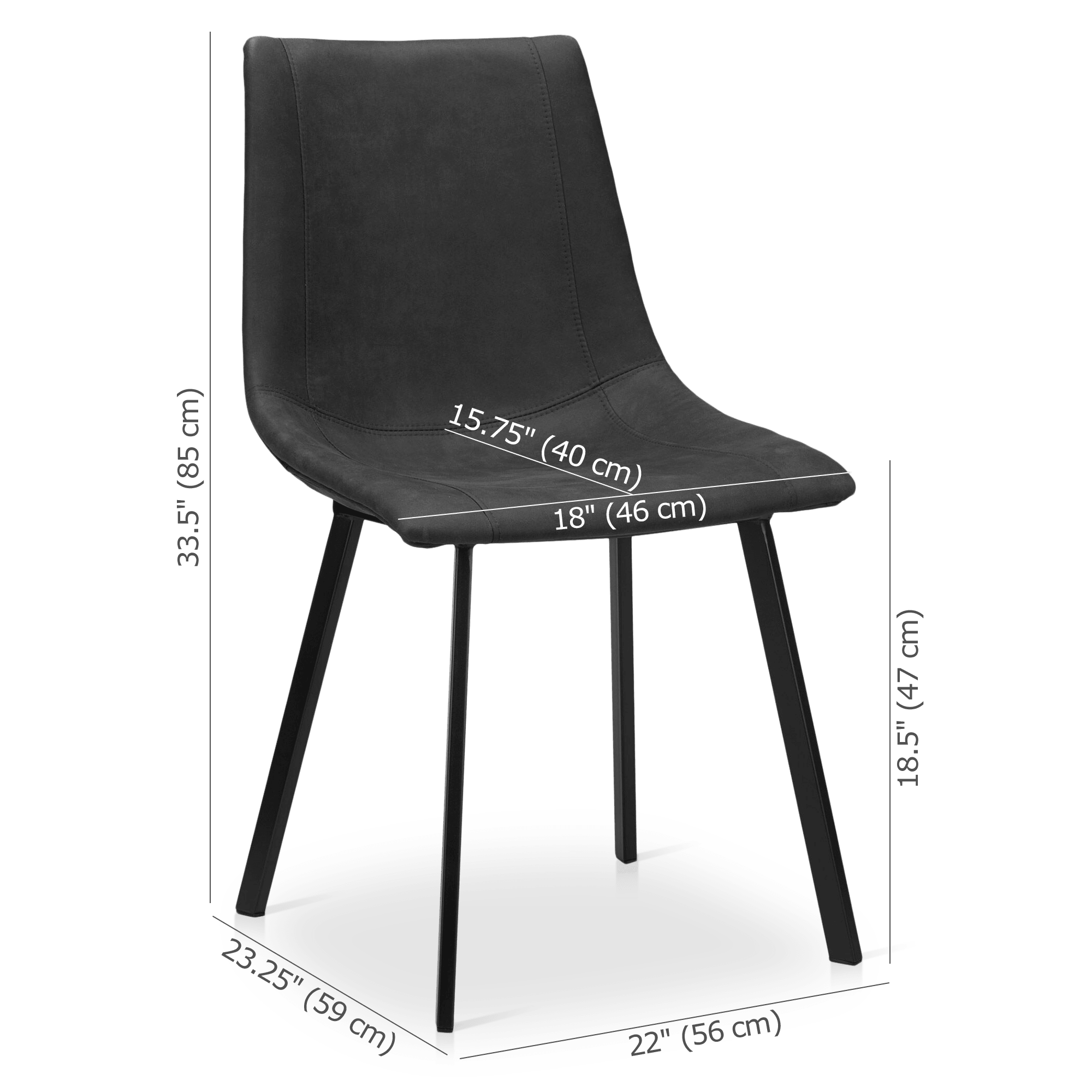 Chaise de salle à manger en similicuir texturé et en métal