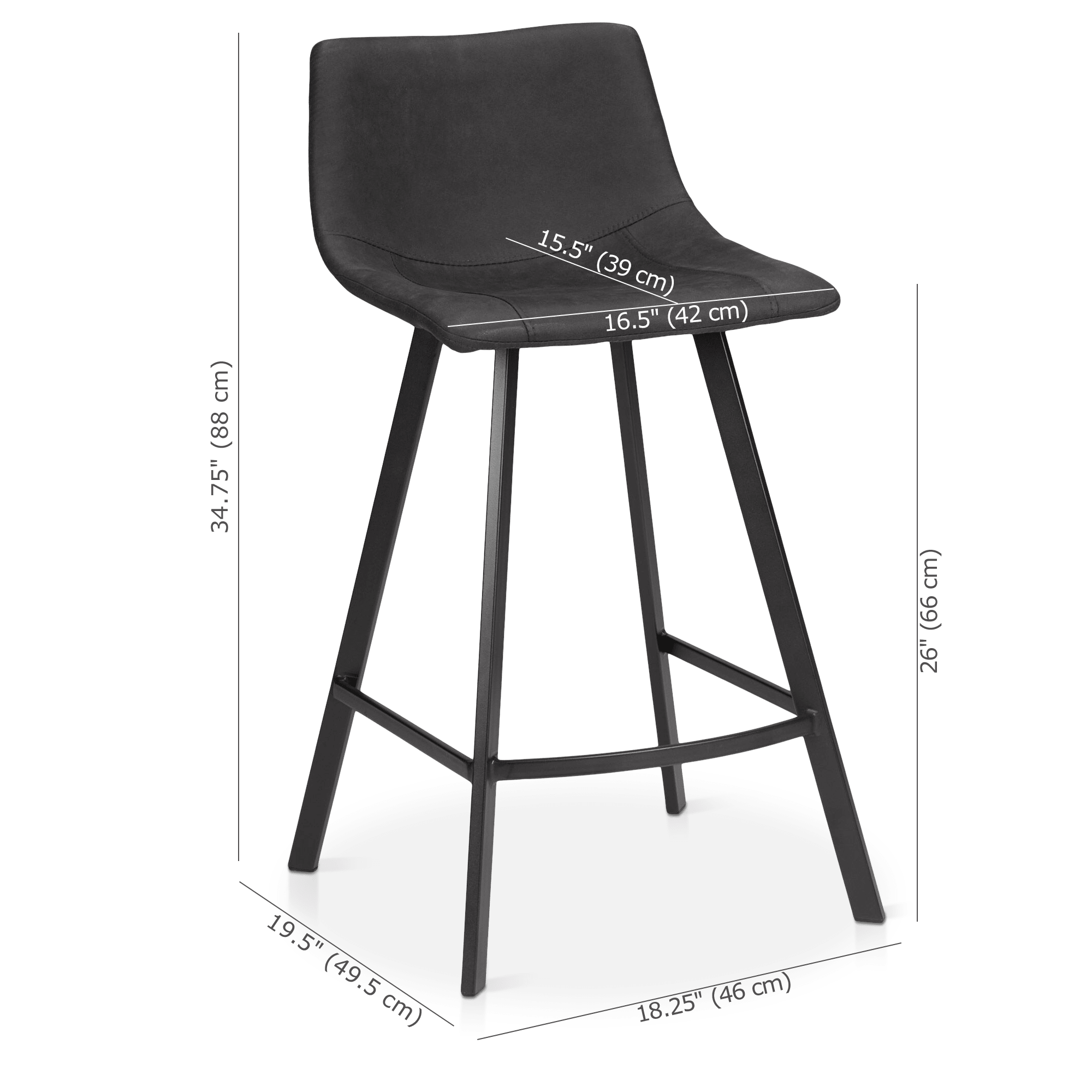 Textured Faux Leather and Metal Bar Stool