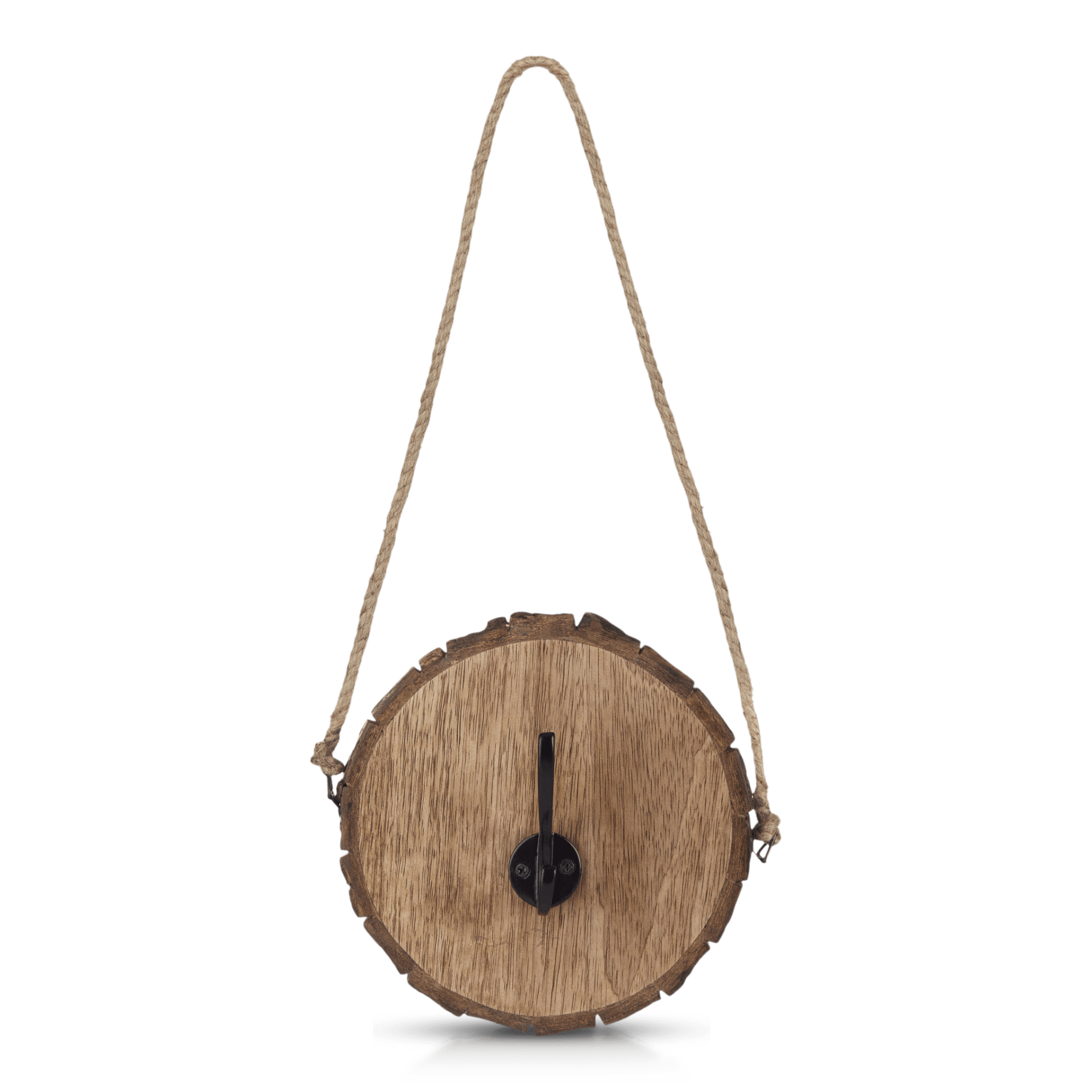 Crochet sur rondin de bois avec corde