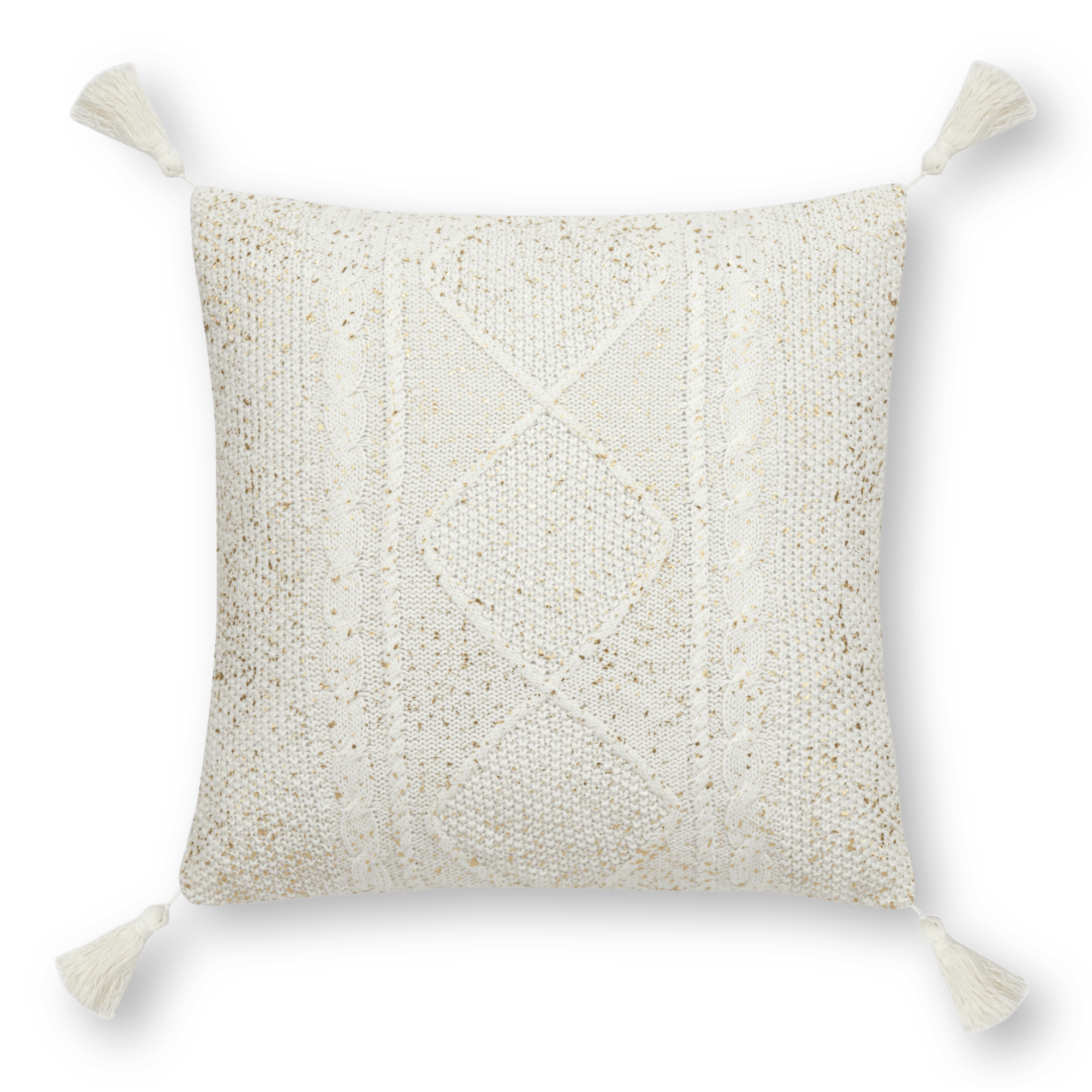 Boho Knitted Decorative Pillow with Foil Embellishments 