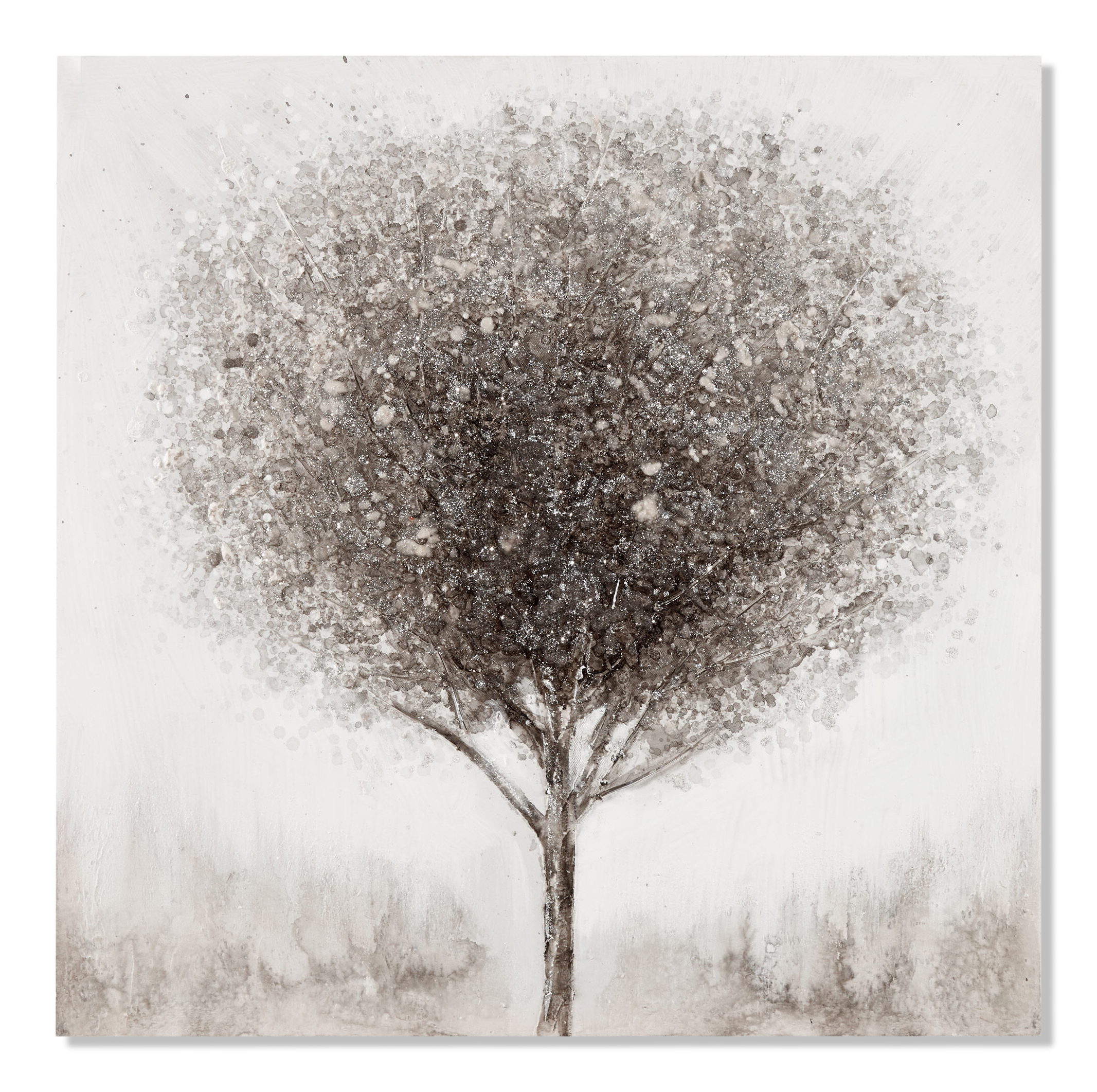 Tableau arbre solitaire peint à l'huile