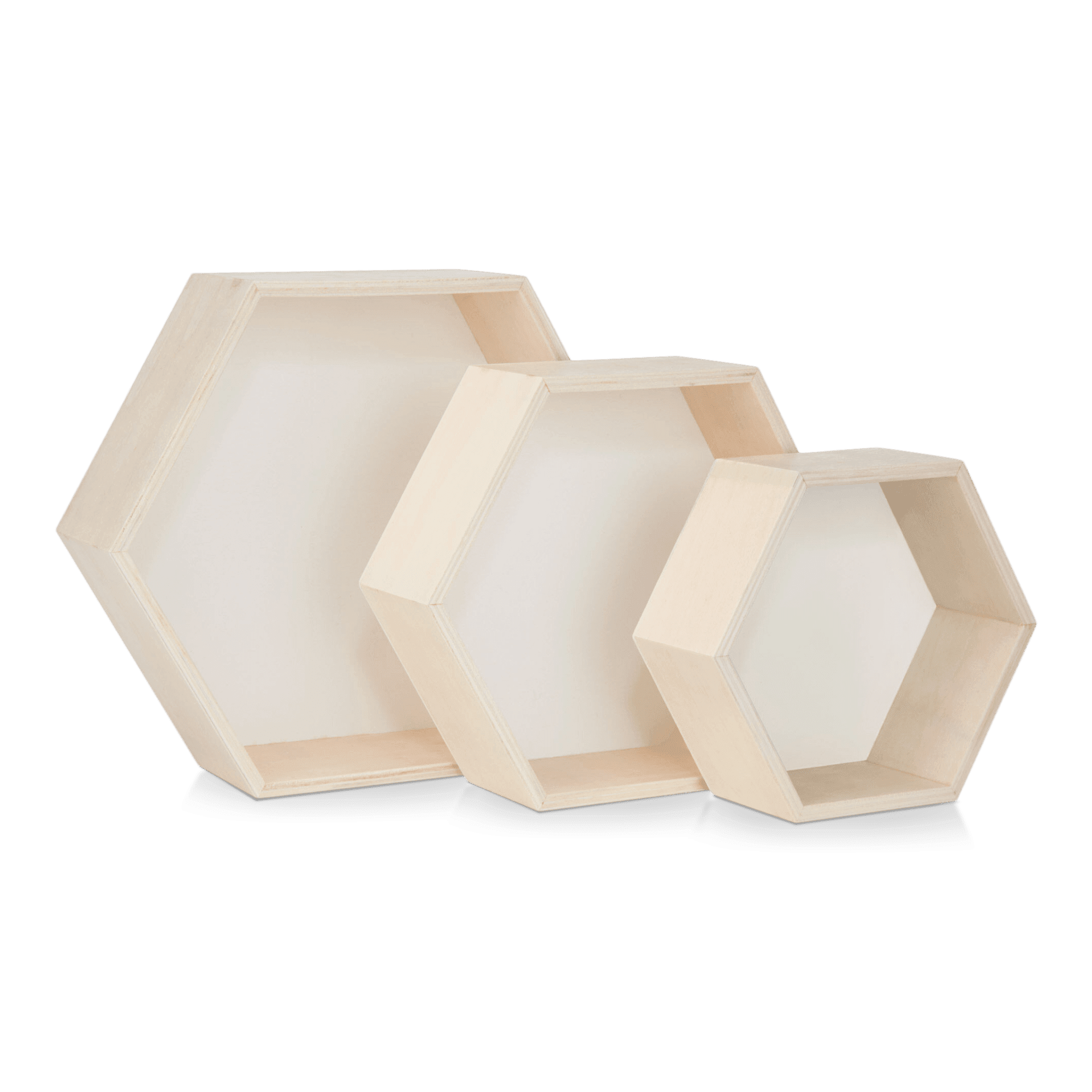 Set of 3 Hexagonal Wall Shelves