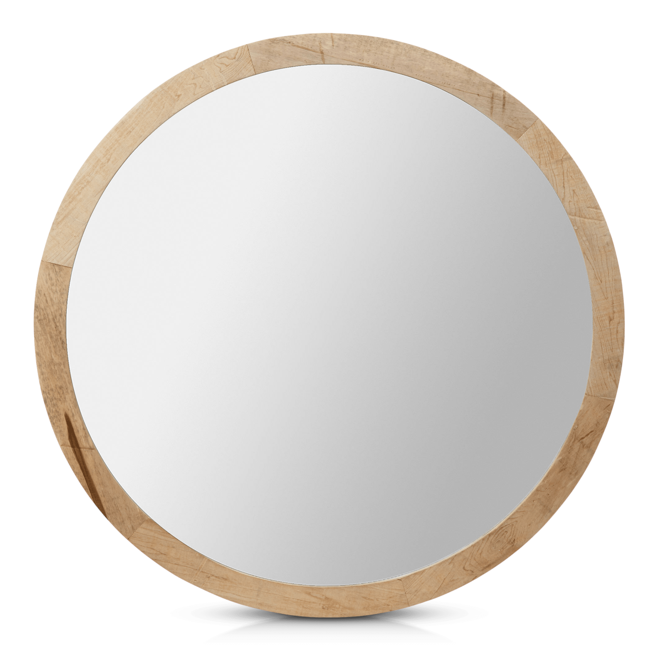 Miroir rond avec cadre en bois de grange